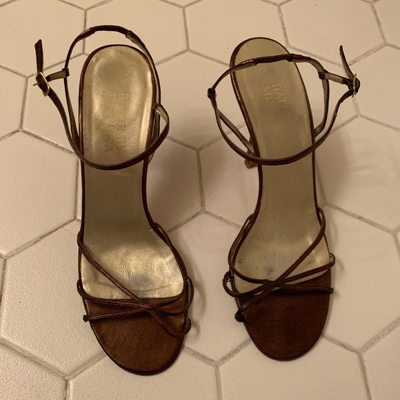 Badgley Mischka Bronze Ankle Strap Stilletto - Picture 2 of 8